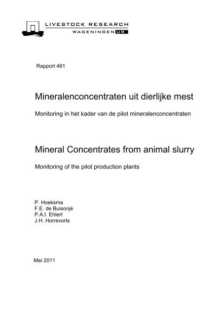 Mineralenconcentraten uit dierlijke mest - Mestverwerken