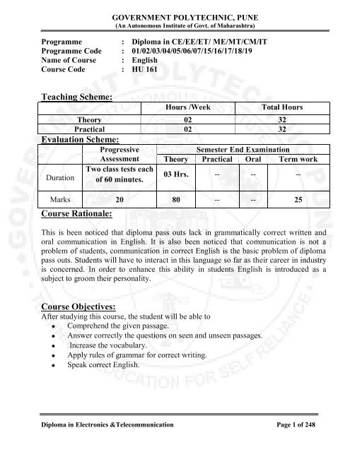 Course Rationale Government Polytechnic Pune Course Rationale Government Polytechnic Pune