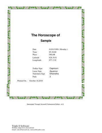 Sample The Horoscope of - Horosoft