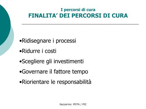 Profilo Integrato di Cura - l'Ospedale nel Terzo millennio