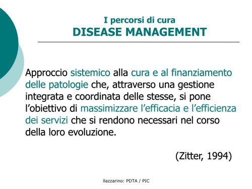 Profilo Integrato di Cura - l'Ospedale nel Terzo millennio