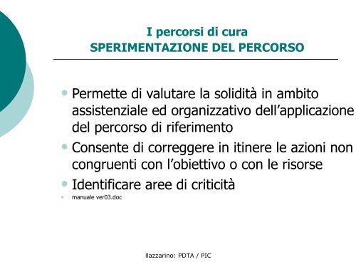 Profilo Integrato di Cura - l'Ospedale nel Terzo millennio