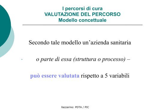 Profilo Integrato di Cura - l'Ospedale nel Terzo millennio