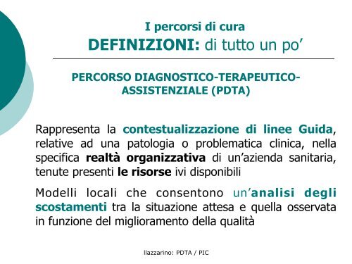 Profilo Integrato di Cura - l'Ospedale nel Terzo millennio