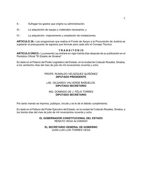 Ley que Crea el Fondo de Apoyo a la ProcuraciÃ³n de Justicia en el ...