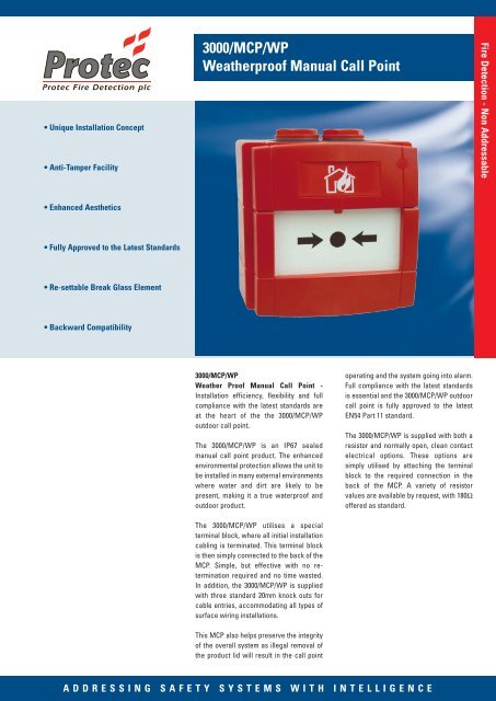 3000/MCP/WP Weatherproof Manual Call Point - Protec Fire Detection