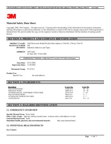Material Safety Data Sheet SECTION 1: PRODUCT AND ... - 3M