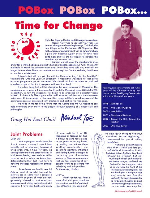 Issue 65 - Tse Qigong Centre