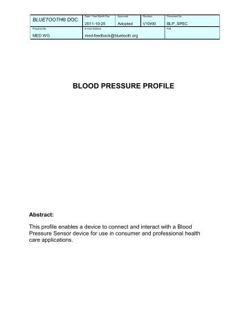 blood pressure profile - Bluetooth Development Portal