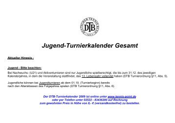 Jugend-Turnierkalender Gesamt