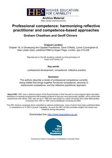 Professional competence: harmonizing reflective practitioner and ...