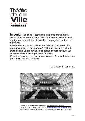 ABBESSES Important - Théâtre de la Ville