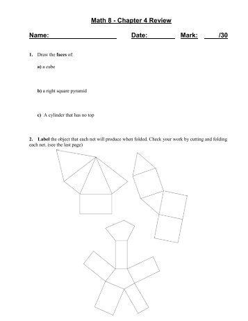 Math 8 - Chapter 4 Review Name: Date: Mark: /30