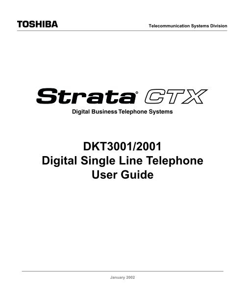 Strata CTX DKT3001/2001-SLT User Guide - Sierra Telephone