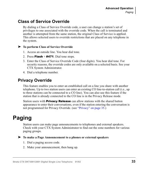 Strata CTX DKT3001/2001-SLT User Guide - Sierra Telephone