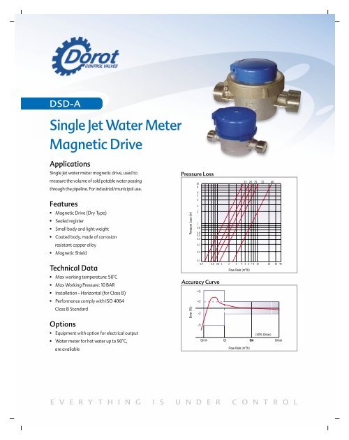 Single Jet Water Meter Magnetic Drive - Dorot Control Valves