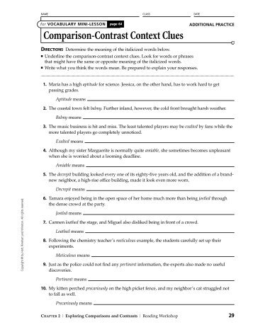 Comparison-Contrast Context Clues w Ans. Key.pdf - Azinga Cartoons