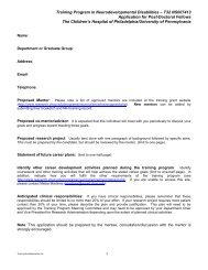 Application for Training Grant candidates - The Children's Hospital ...