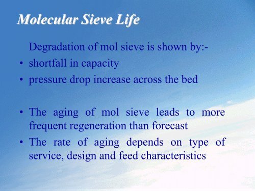 Contamination of Molecular Sieve