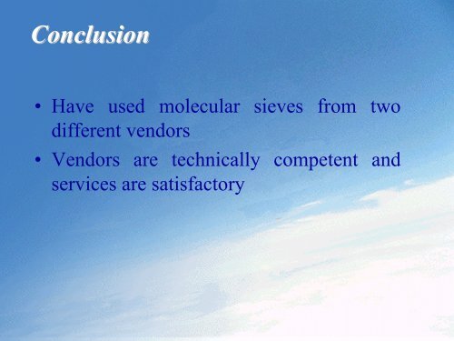 Contamination of Molecular Sieve