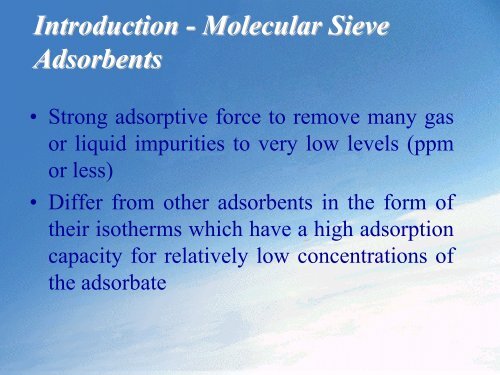 Contamination of Molecular Sieve