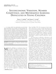 Socioeconomic variation, number competence, and mathematics ...