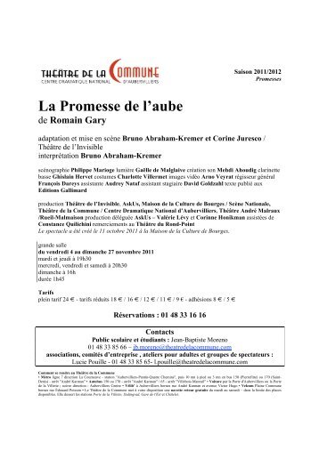 dossier pédagogique promessedelaube - Théâtre de la Commune