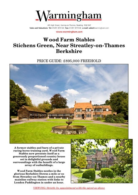 Wood Farm Stables Stichens Green, Near Streatley ... - Warmingham