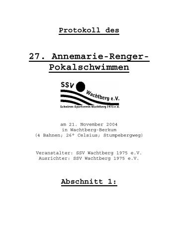 27. Annemarie-Renger- Pokalschwimmen