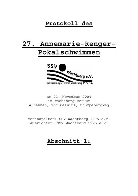 27. Annemarie-Renger- Pokalschwimmen