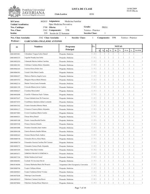 LISTA DE CLASE