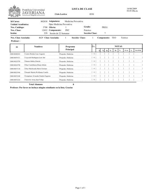 LISTA DE CLASE