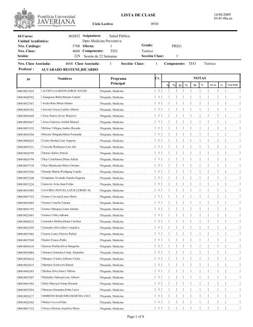 LISTA DE CLASE