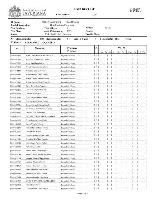 LISTA DE CLASE