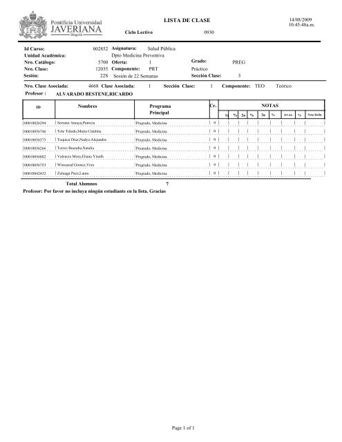 LISTA DE CLASE