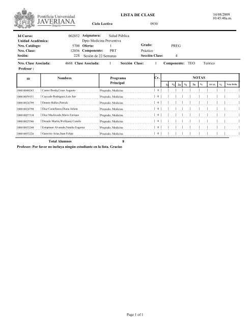 LISTA DE CLASE