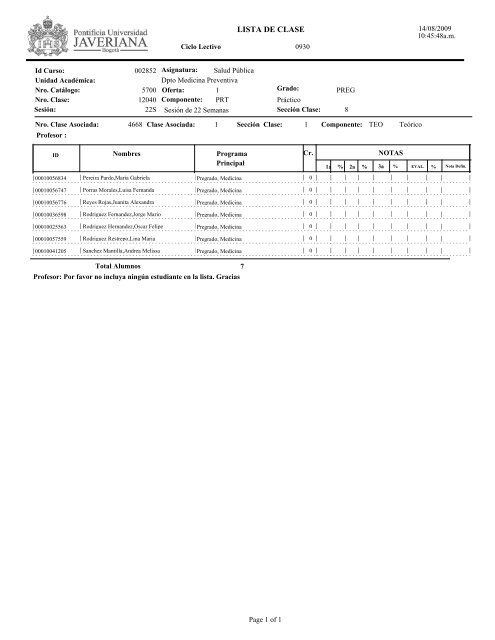 LISTA DE CLASE