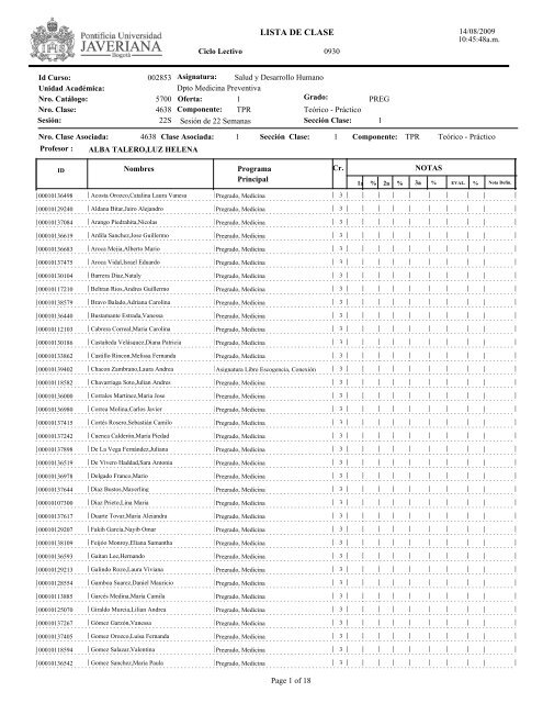 LISTA DE CLASE