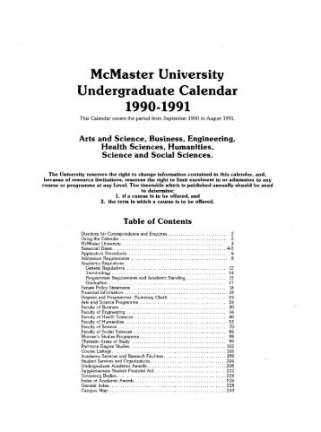 1990/1991 - Registrar - McMaster University