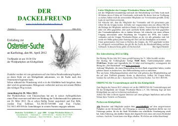 Der Dackelfreund - Nr. 2/2012 - Teckelklub Wiesbaden/ Mainz