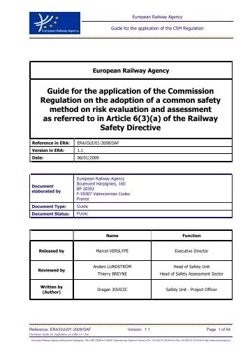 ERA guide for application of the Common Safety Methods ... - Europa