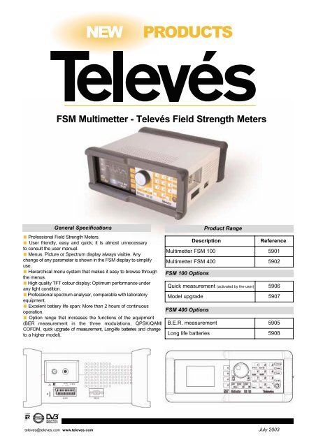 FSM Multimetter - Televés Field Strength Meters