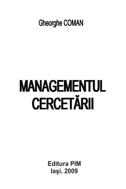 Managementul cercetarii - PIM Copy