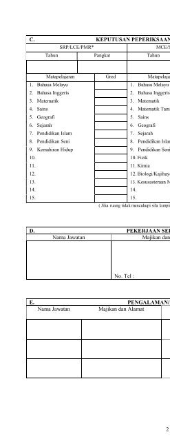 borang permohonan kursus sijil teknologi getah