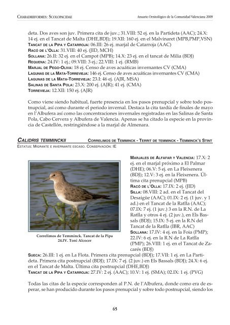 Anuario OrnitolÃ³gico de la Comunidad Valenciana 2009 - InterNatura