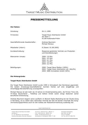 pressemitteilung - Target Music Distribution Versandhandels GmbH
