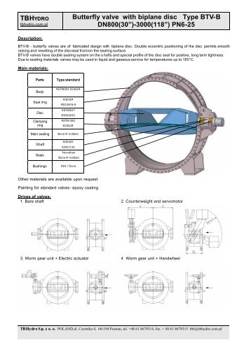 Butterfly valve with biplane disc Type BTV-B DN800(30 ... - TB Hydro