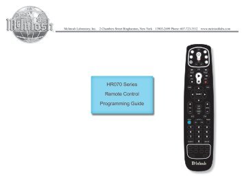 HR070 Series Remote Control Programming Guide - McIntosh