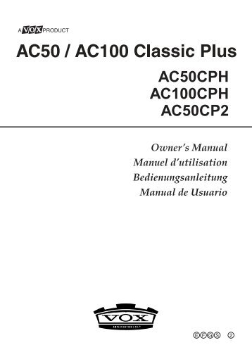 VOX AC50/100CP Owner's manual - The VOX Showroom