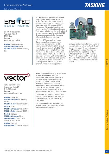 Third Party Product Guide for C166/ST10 - Tasking